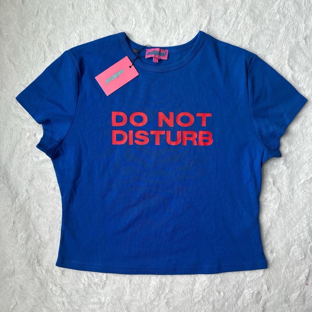 Edikted Blue Graphic Tee with Red Text